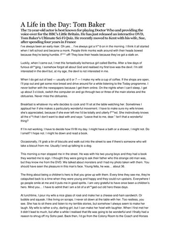 AQA English Language 3b Writing Life in the Day Of