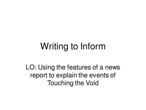 Touching the Void (Reading/Writing Lessons)