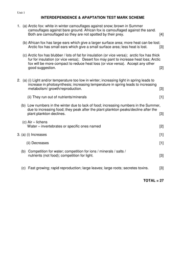 Interdependence and Adaptation test