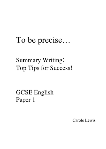 Revision Worksheet: How to Write a Summary | Teaching Resources