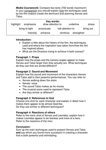 Essay guide/framework for Textual analysis