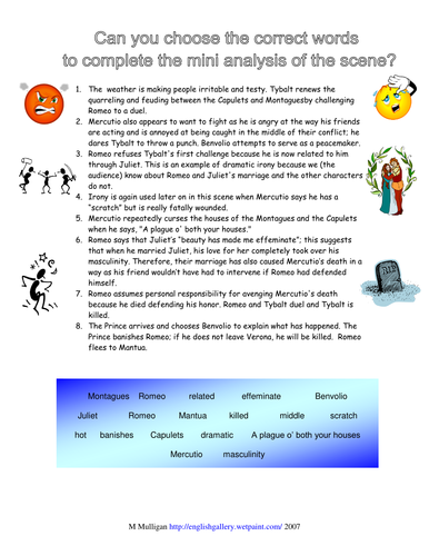 Romeo and Juliet fill the gaps Act 3 Scene 1...