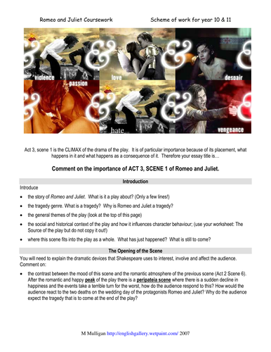 Romeo and Juliet Act 3 Scene 1 essay plan and