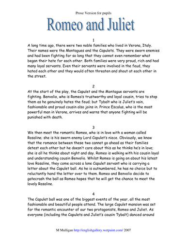 Romeo and Juliet- prose version with qs