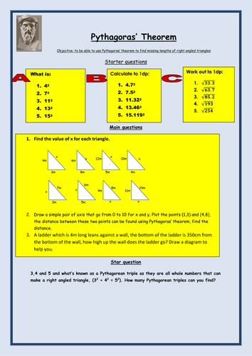 KS4 Maths: Pythagoras worksheet | Teaching Resources
