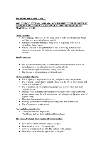 Directing: Caucasian Chalk Circle