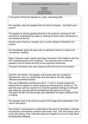 Whole lesson resource on Death/Violent poems