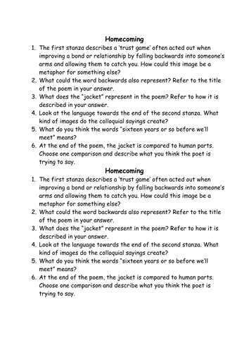 Homecoming Questions