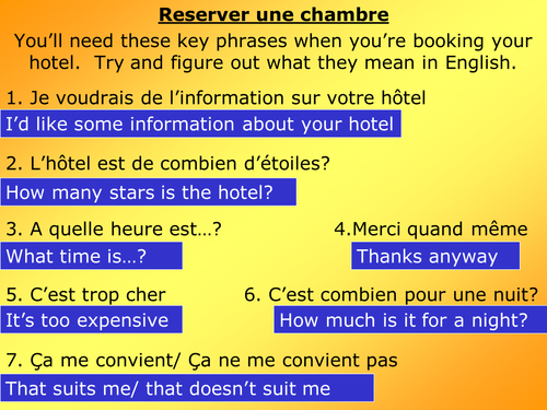 Whole class roleplay - hotel booking