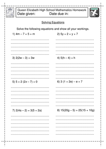 KS3 Maths: Solving Linear Equations Worksheet | Teaching Resources