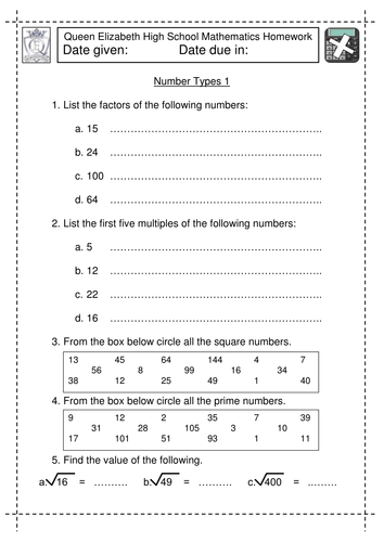 multiples factors squares and primes teaching resources