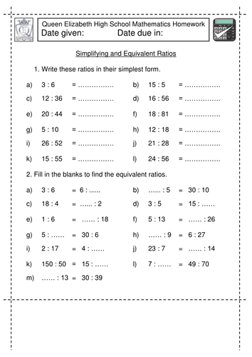 simplest form simplifying ratios worksheet five ingenious