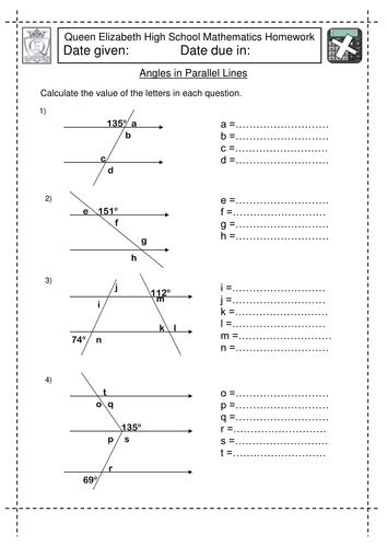 KS3 Angles in Parallel Lines worksheet | Teaching Resources