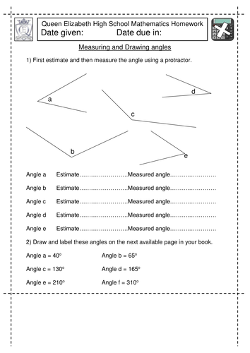 KS3 Maths Measure and Draw Angles worksheet | Teaching Resources