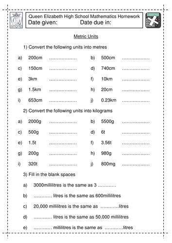 mathematical table units Worksheet jlcaseyuk by Converting Maths Metric Units