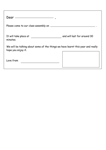 Class assembly invitation template