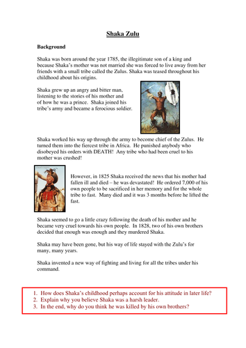 shaka zulu teaching resources