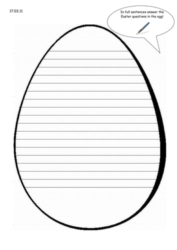 Writing Paper Shaped As Easter Egg Teaching Resources