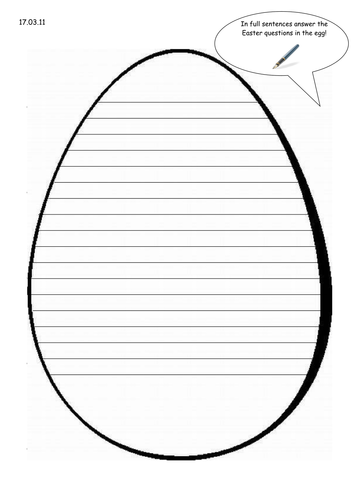 Writing paper shaped as Easter egg