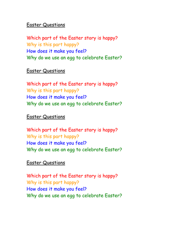 Easter questions