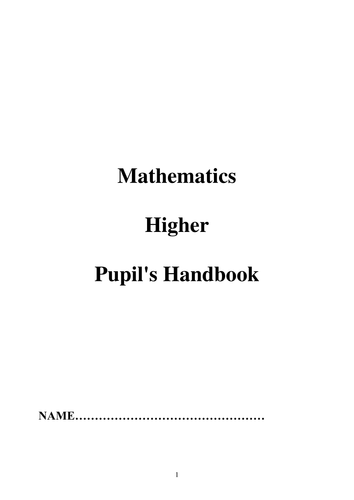 Pupil Self Assessment Booklet - Higher Maths