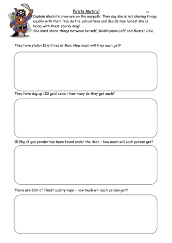 Pirate Division Word Probs