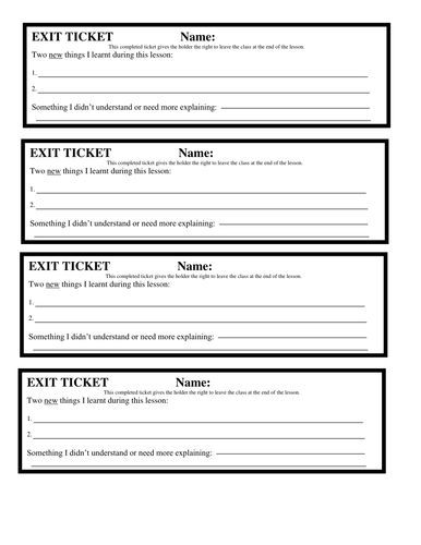 Ticket to exit - assessment