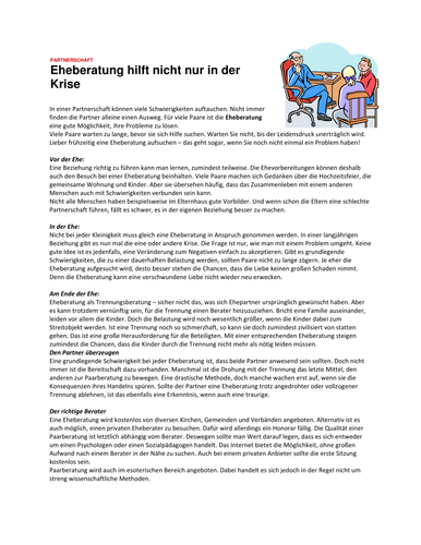 Reading text on Marriage Guidance