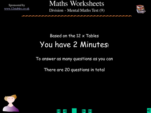 Division using 6,7,8 x tables test (9)