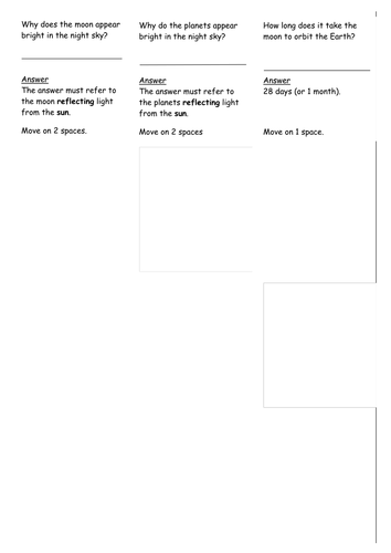 Boardgame template with quiz question cards