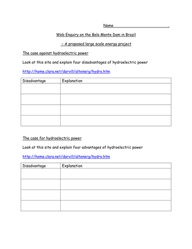 Large scale energy project research task