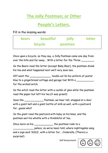 The jolly postman - missing words activity | Teaching Resources