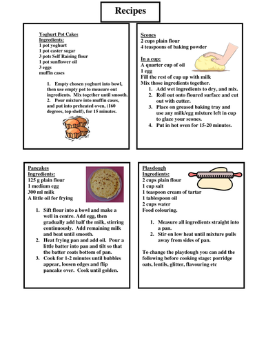 Early Years Baking and Craft Recipe Ideas