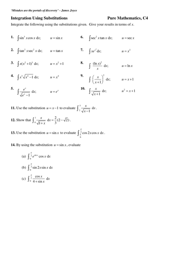 Core 4 Maths: Integration by Substitution