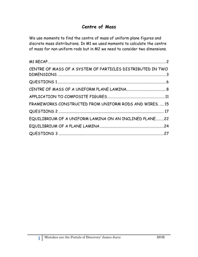 KS5 Maths Mechanics 2 - Centre of Mass