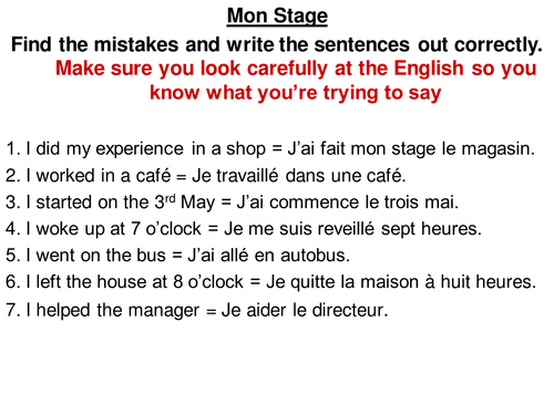 Spot the mistake - improving writing about work