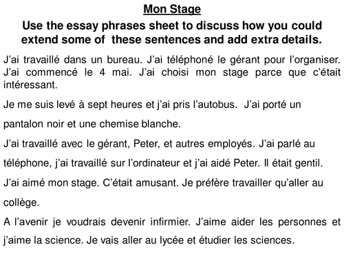 Assessing & improving writing on work experience