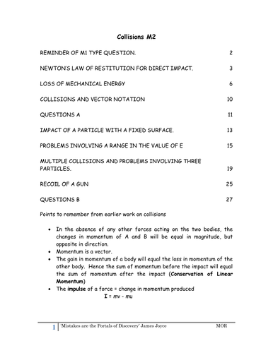 KS5 Maths: Mechanics 2 - Collisions M2