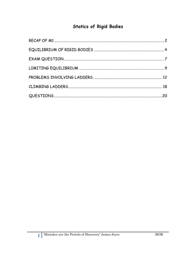 AS Maths Mechanics: M2 Statics of Rigid Bodies