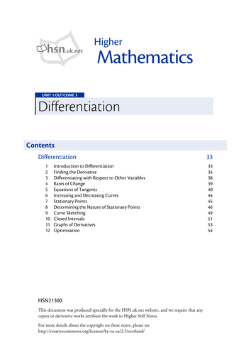 Maths Alevel C1/ Scottish Higher Differentiation