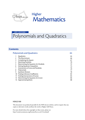 KS5 Maths/Scottish Higher Polynomials & Quadratics