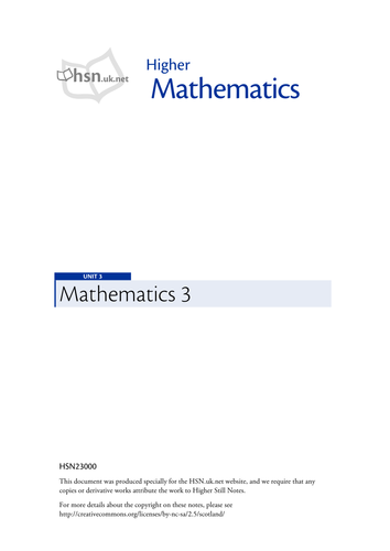 Scottish Higher Unit 3 Revision Notes