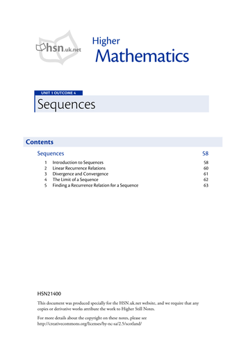 Maths Alevel C2/Scottish Higher unit 1/ Sequences