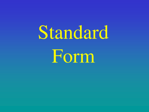 KS4 Maths Number: Standard Form