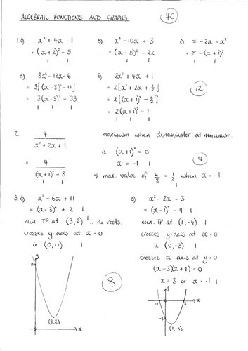 Algebraic Fractions and completing the square
