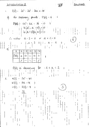 Maths KS5/Core 1/Scottish Highers Differentiation