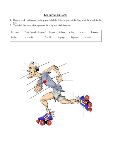 Labelling parts of the body on picture