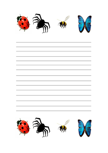 Mini beast writing paper | Teaching Resources