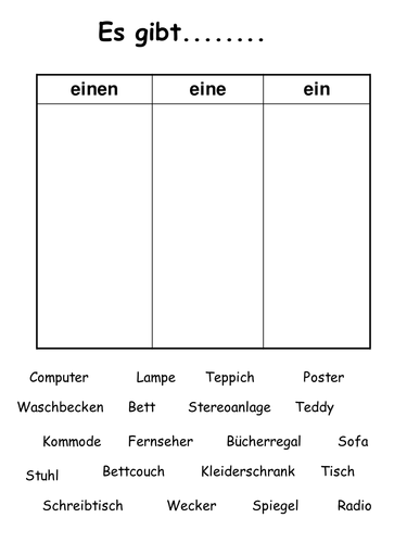 Mein Zimmer using es gibt