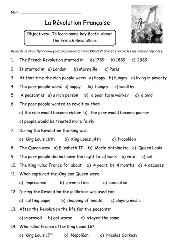 The Causes Of The French Revolution Worksheet Answers Ivuyteq